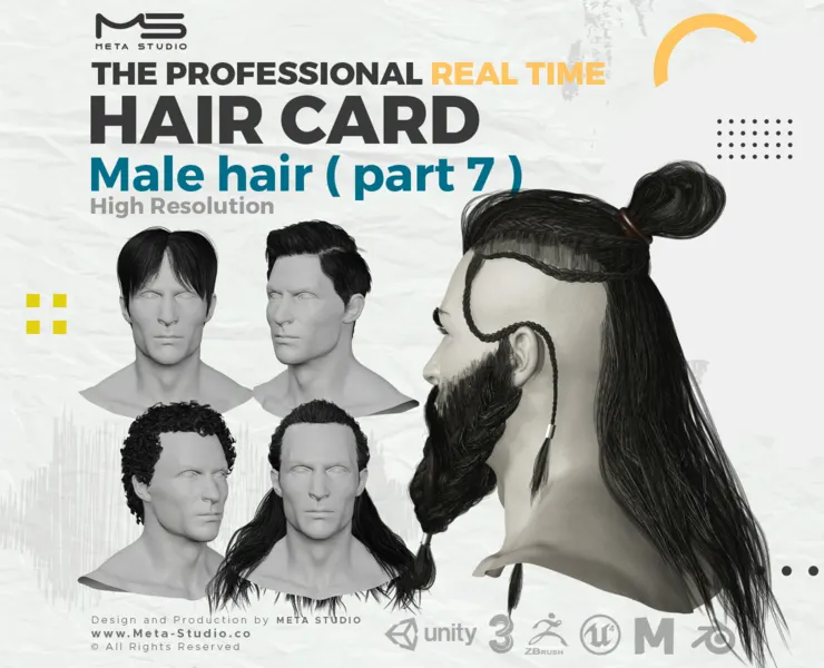 Male Hair Part 7 - Professional Realtime Hair card