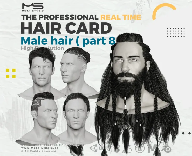 Male Hair Part 8 - Professional Realtime Hair card