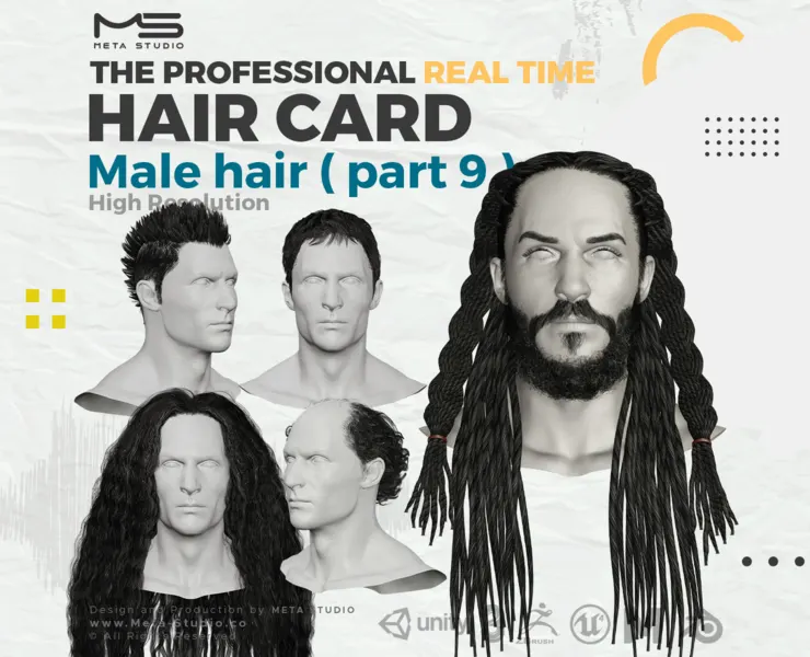 Male Hair Part 9 - Professional Realtime Hair card