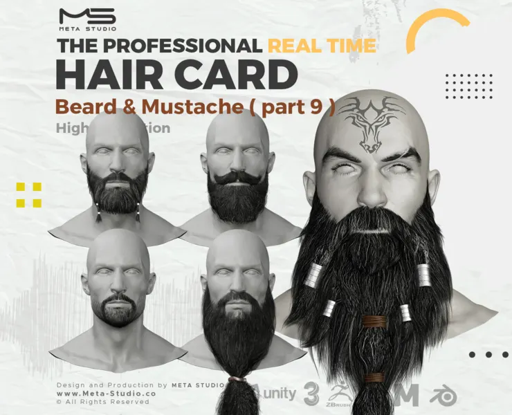 Beard and Mustache Part 9 - Professional Realtime Hair card