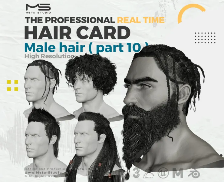 Male Hair Part 10 - Professional Realtime Men Hair cards