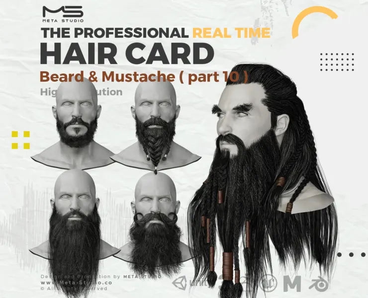 Beard and Mustache Part 10 - Professional Realtime Hair card