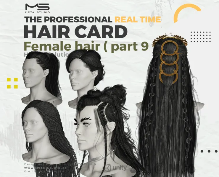 Female Hair Part 9 - Professional Realtime Hair cards