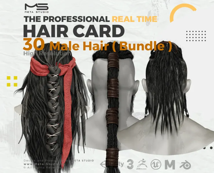 30 Male Hair (Bundle) Realtime Hair card - 50% OFF