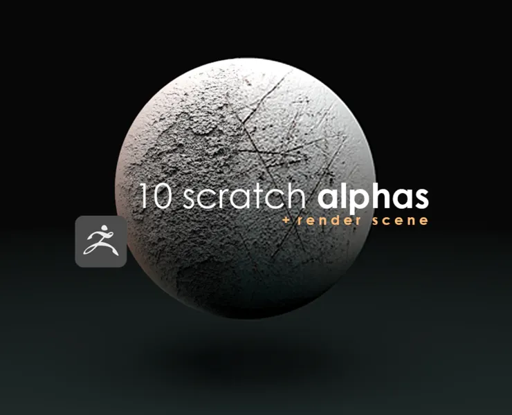 10 Scratch Alphas for ZBrush & Blender