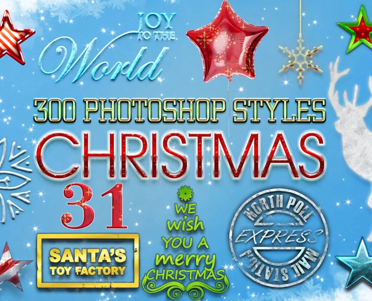 300 Christmas Photoshop Styles, Layer Styles, Winter Styles, New Year ASL Text Effects, Cookie, Glossy, Glow, Gold, Holiday premium texture