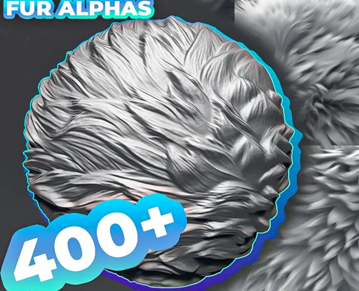 400+ Fur Alphas (Displacement Maps) for ZBrush, Blender, Substance Painter vol.8