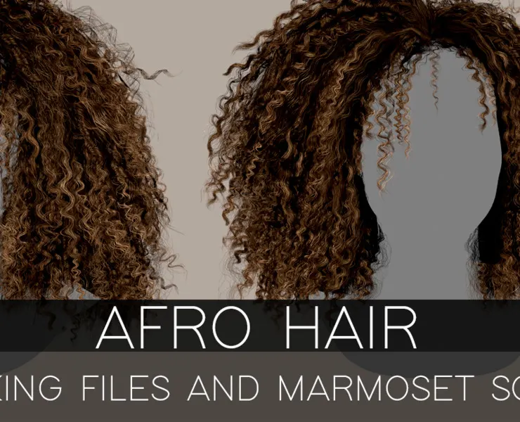 Realtime afro - Working files and marmoset scene