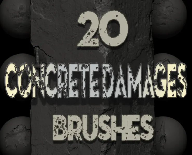 20 Concrete Cracks and Damages Brush + Alphas