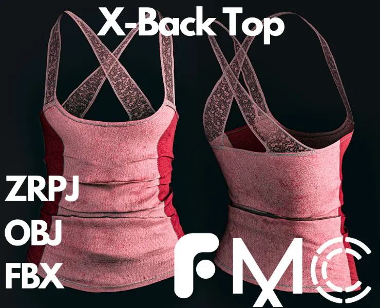 X-back top (Marvelous Designer & Clo3d & OBJ & FBX & Texture)