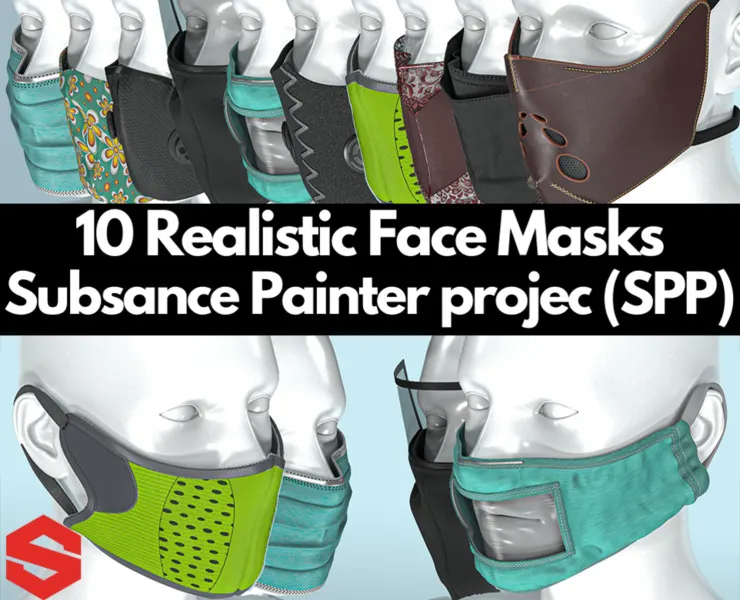 10 Realistic Face Mask ( Substance Painter .SPP )