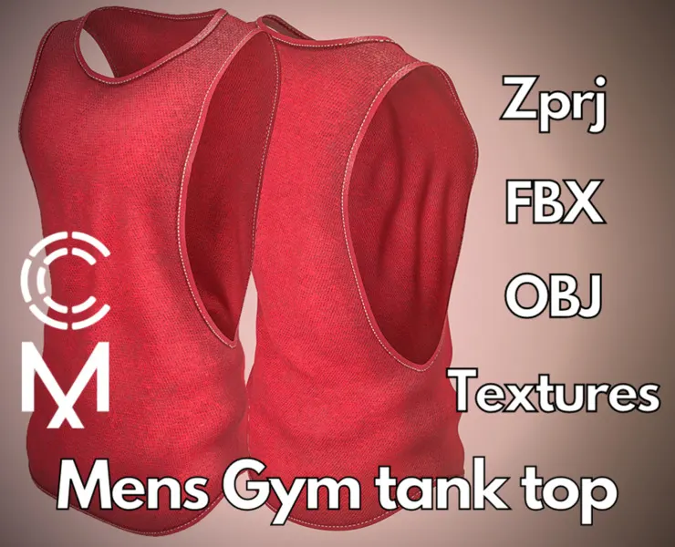 Men's Gym Tank Top (Marvelous Designer & Clo3d & FBX & OBJ & Texture)