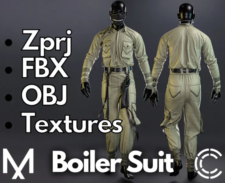 Boiler suit (Marvelous Designer & Clo3d & FBX & OBJ & Texture)