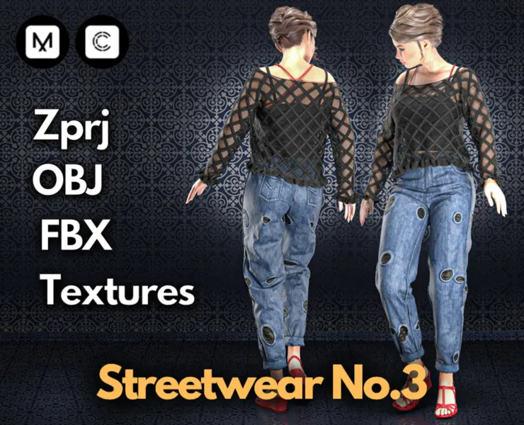 Streetwear No.3 (Marvelous Designer & Clo3d & FBX & OBJ & Texture)