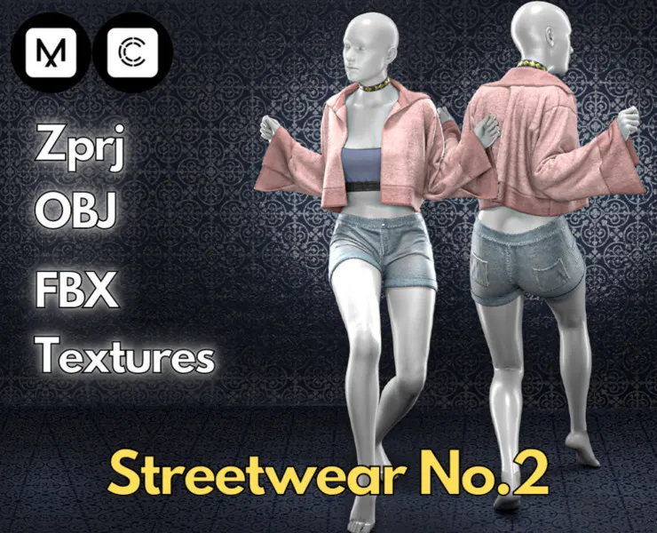 Streetwear No.2 (Marvelous Designer & Clo3d & FBX & OBJ & Texture)