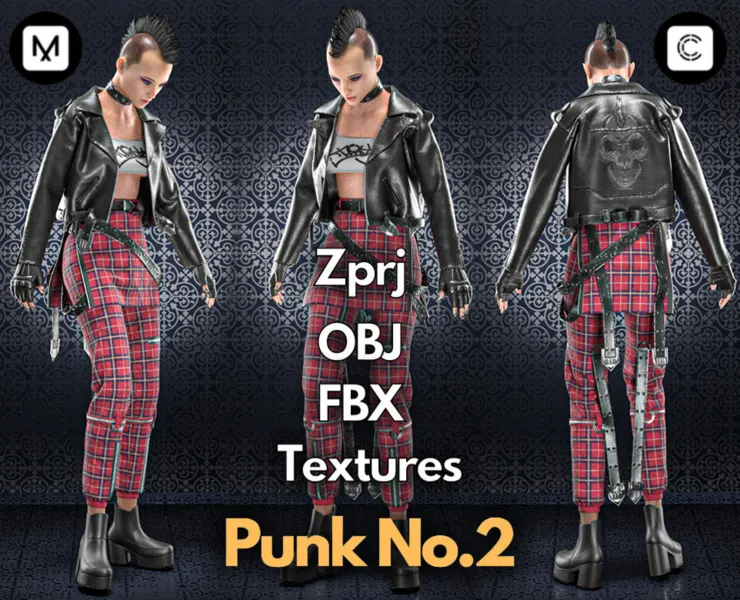 Punk No.2 (Marvelous Designer & Clo3d & FBX & OBJ & Texture)