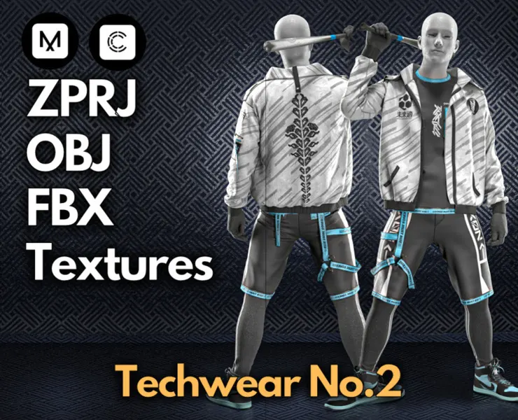 Techwear No.2 (Marvelous Designer & Clo3d & FBX & OBJ & Texture)