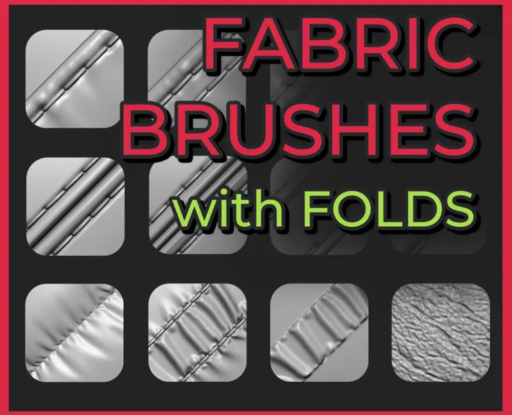 NEW 22 Fabric brushes with FOLDS for Zbrush / Stitch / seam