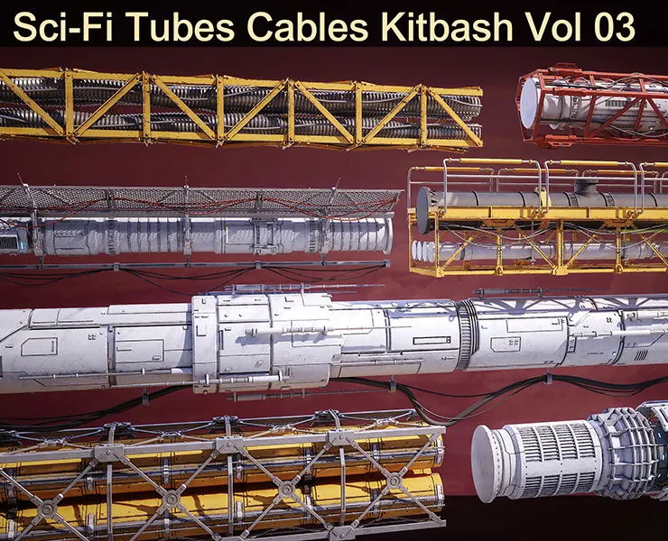 Sci-Fi Tubes Cables Kitbash Vol 03