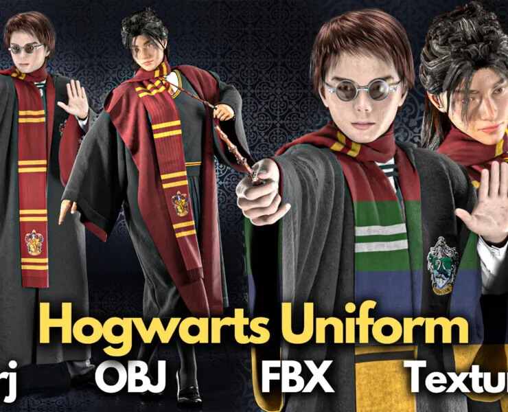 Hogwarts uniforms (Marvelous Designer & Clo3d & FBX & OBJ & Texture)