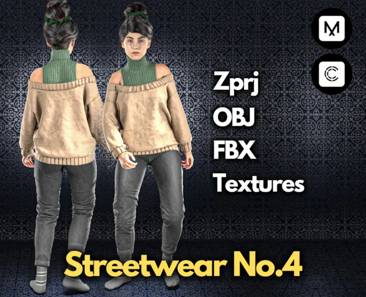 Streetwear No.4 (Marvelous Designer & Clo3d & FBX & OBJ & Texture)