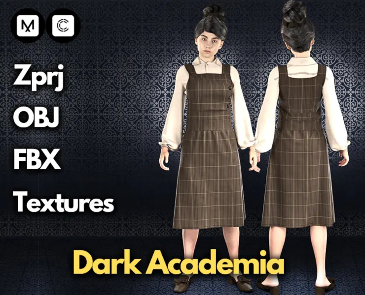 Dark Academia No.1 (Marvelous Designer & Clo3d & FBX & OBJ & Texture)