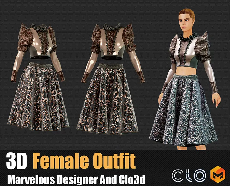 3d Female Outfit In Marvelous Designer / Clo3D