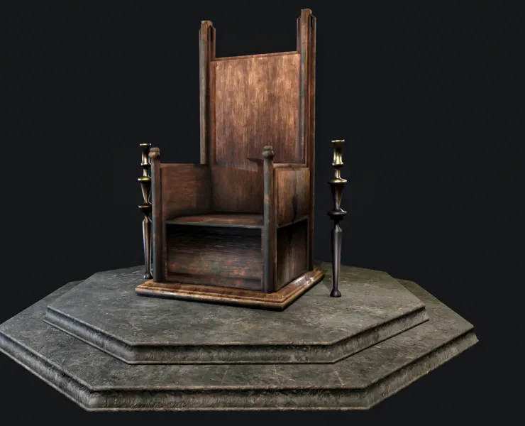 old wooden throne Low-poly