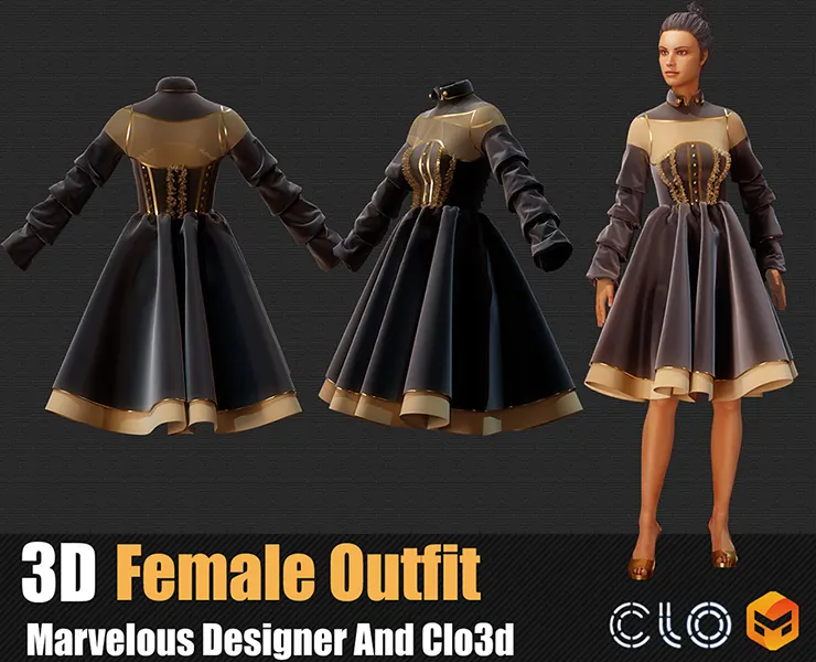 3d Famale Outfit In Marvelous Designer / Clo3D