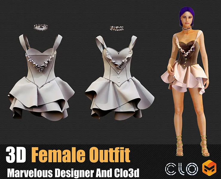 3d Female Outfit In Marvelous Designer / Clo3D