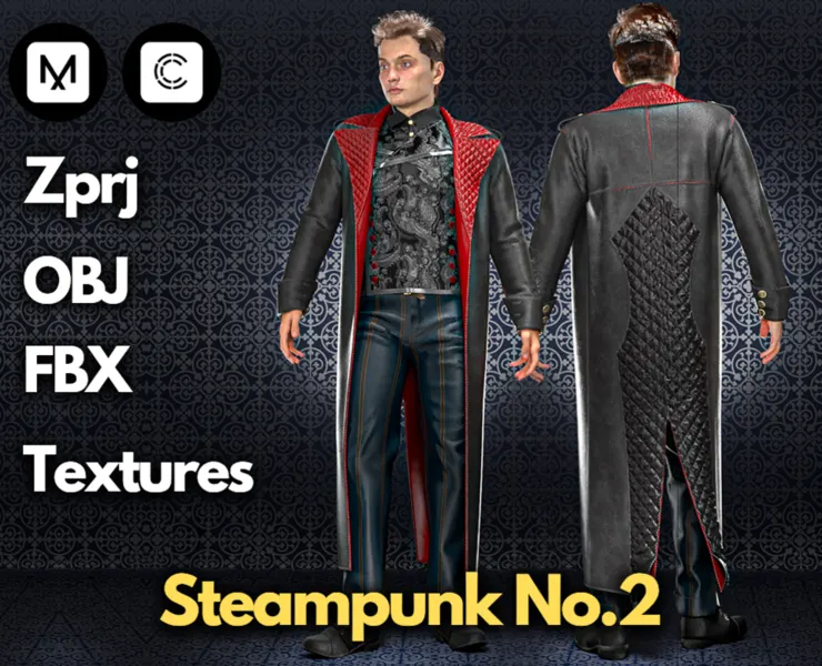 Steampunk No.2 (Marvelous Designer & Clo3d & FBX & OBJ & Texture)