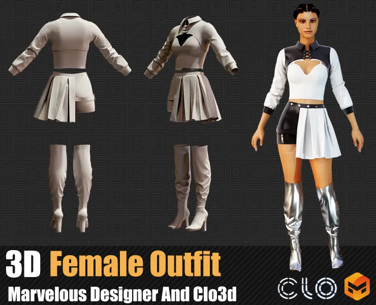 3d Female Outfit In Marvelous Designer / Clo3D