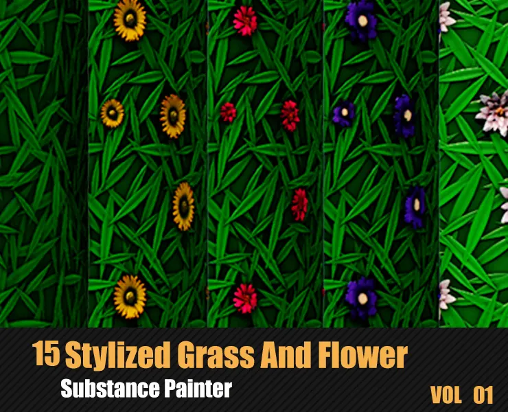 15 Stylized Grass And Flower Materials In Substance Painter