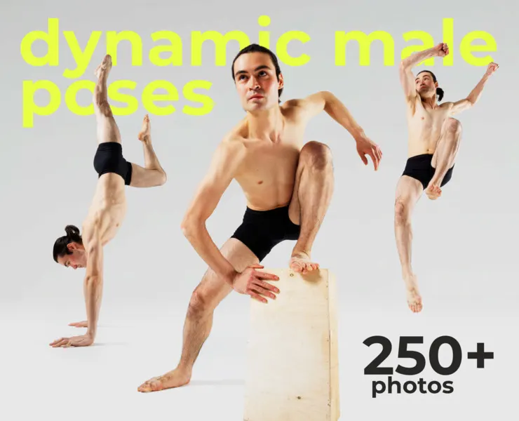 250+ Dynamic Male Wide-Angle Poses - Reference Image