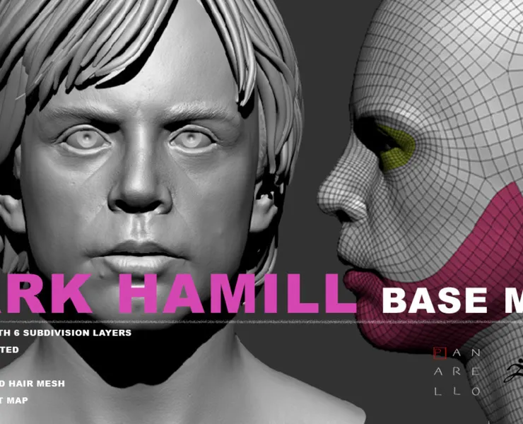 Mark Hamill - Luke Skywalker 3d model basemesh