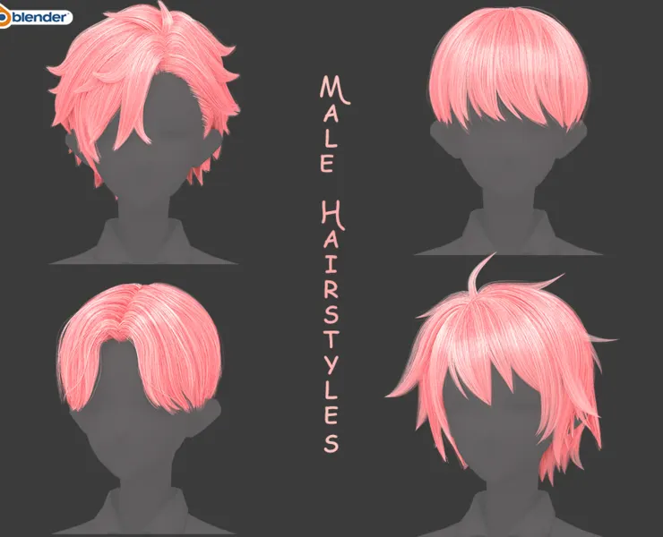 Anime Boy Hairstyles Pack (.Blend Files)