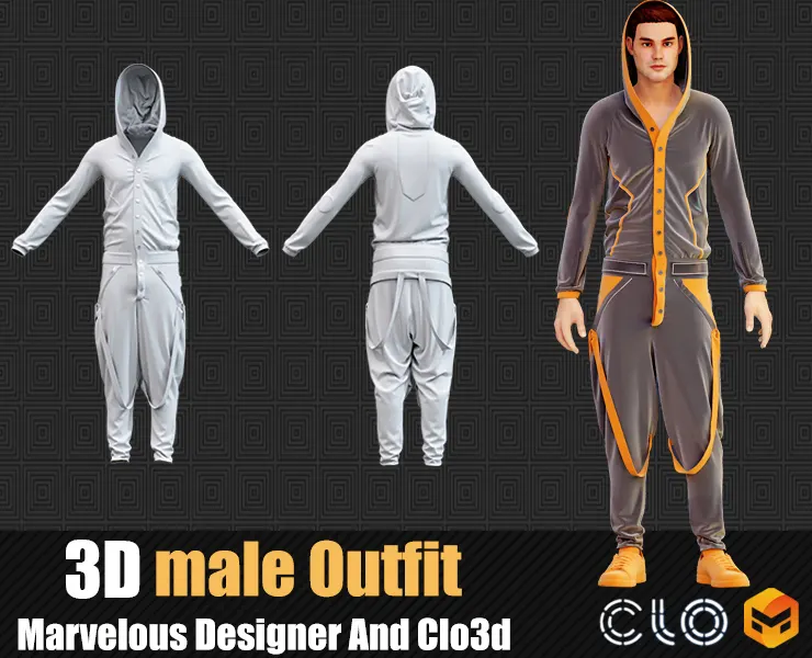 3d male Outfit In Marvelous Designer / Clo3D