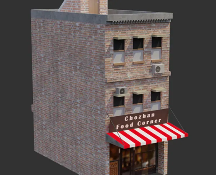 Commercial Building - Low Poly - Game Ready - PBR