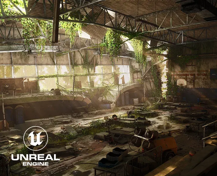 Abandoned Basketball Court/Gym - Unreal Engine