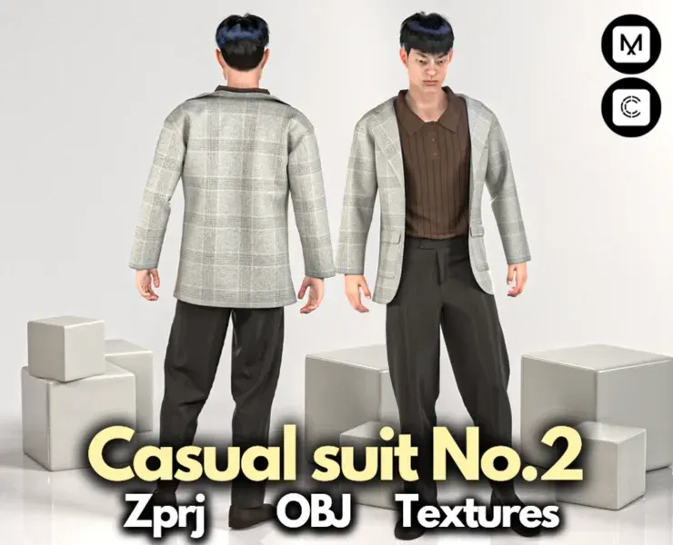 Casual suit No.2 (Marvelous Designer & Clo3d & FBX & OBJ & Texture)