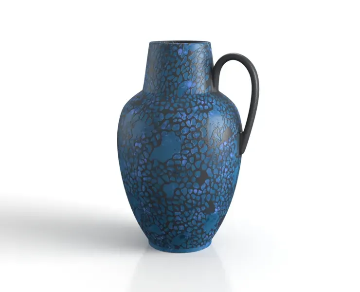 German Ceramic Graphite Blue Vase