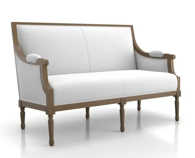 French Settee in Vintage Linen