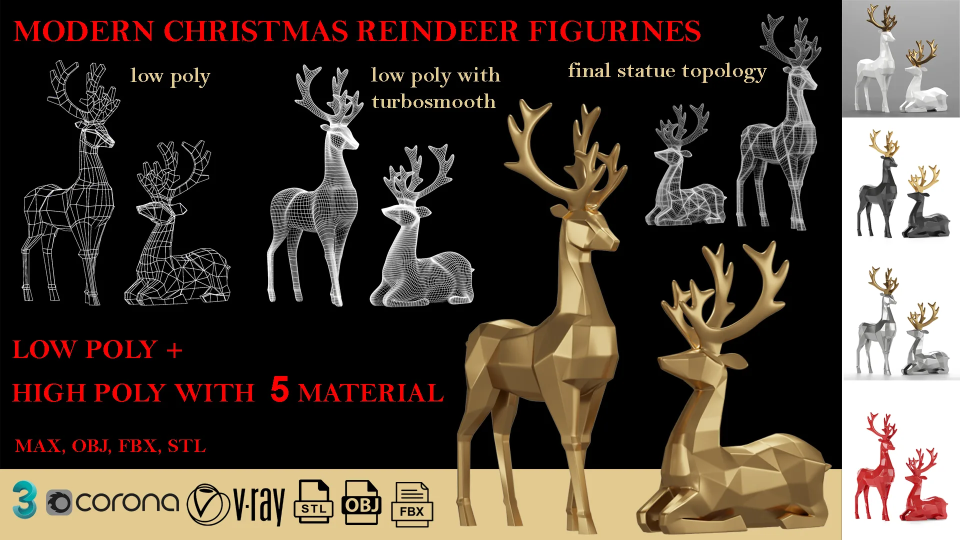 modern christmas reindeer figurines