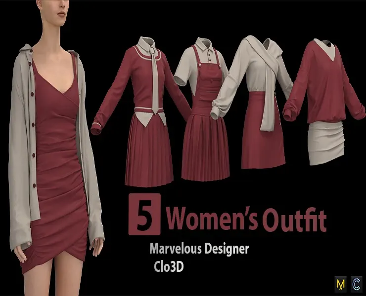 5 Women's Outfit+ Zprj +Obj + Fbx