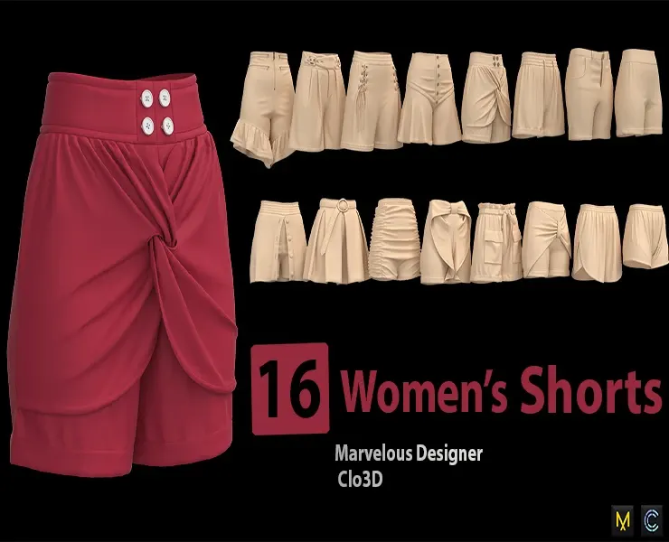 16 Women's Shorts+ Zprj +Obj + Fbx