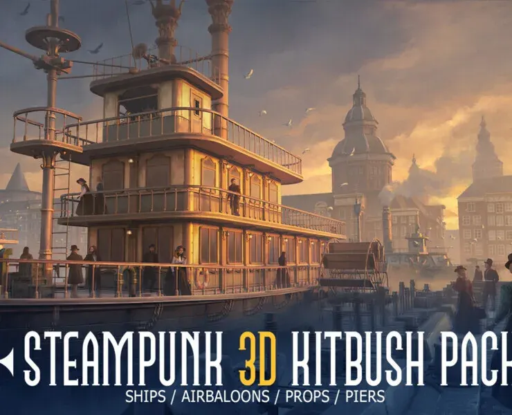 3D KITBASH SET - Steampunk - TEXTURED GAME-READY MODELS