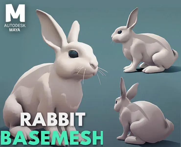 Rabbit BaseMesh - Topology + UV Map
