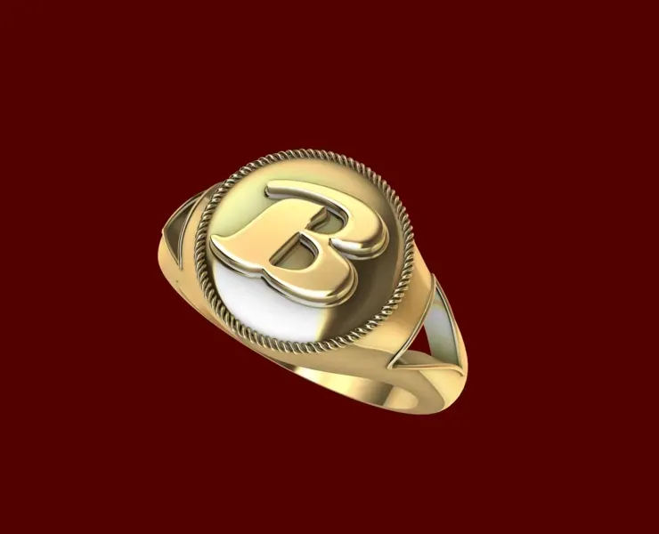 B Alphabet Signet Ring 3d Model