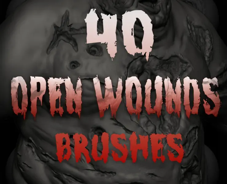 Zbrush + Blender - 40 Open Wounds VDM Brush