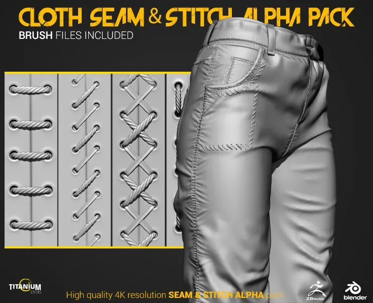 Seam & Stitch Brush + Alpha 4K Pack